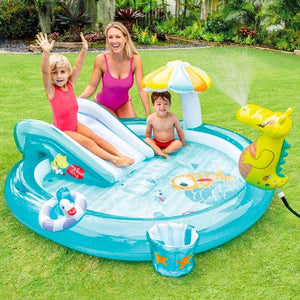 Kids Inflatable Gator Kiddie Pool with Slide