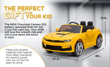 Load image into Gallery viewer, 2023 Chevy Camaro 12V DELUXE Kids Ride On Car with Remote Control